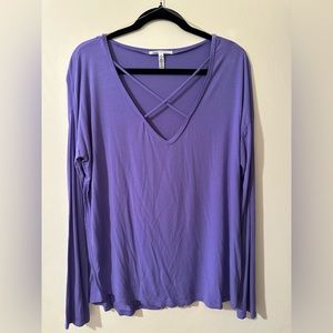 PINK Super Soft Crisscross V-neck, Purple, Size L